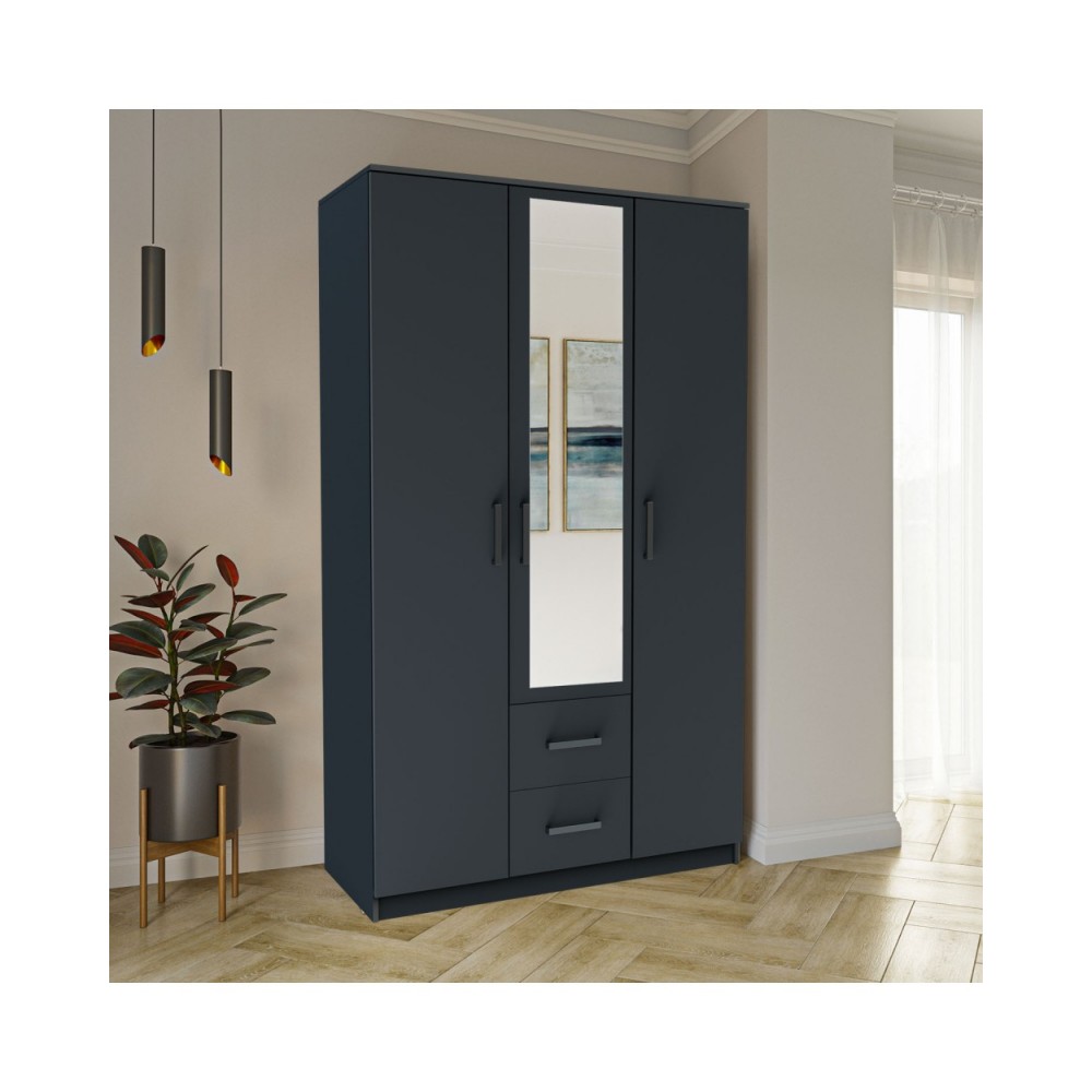 Ντουλάπα "SIMPLE" τρίφυλλη σε χρώμα γραφίτη 120x52x205