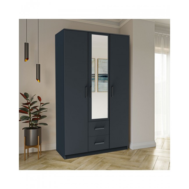 Ντουλάπα "SIMPLE" τρίφυλλη σε χρώμα γραφίτη 120x52x205