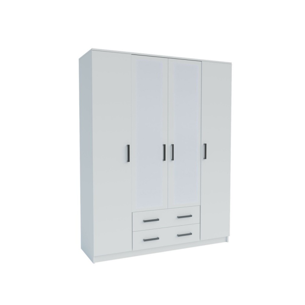 Ντουλάπα "SIMPLE" τετράφυλλη σε χρώμα λευκό 160x52x205