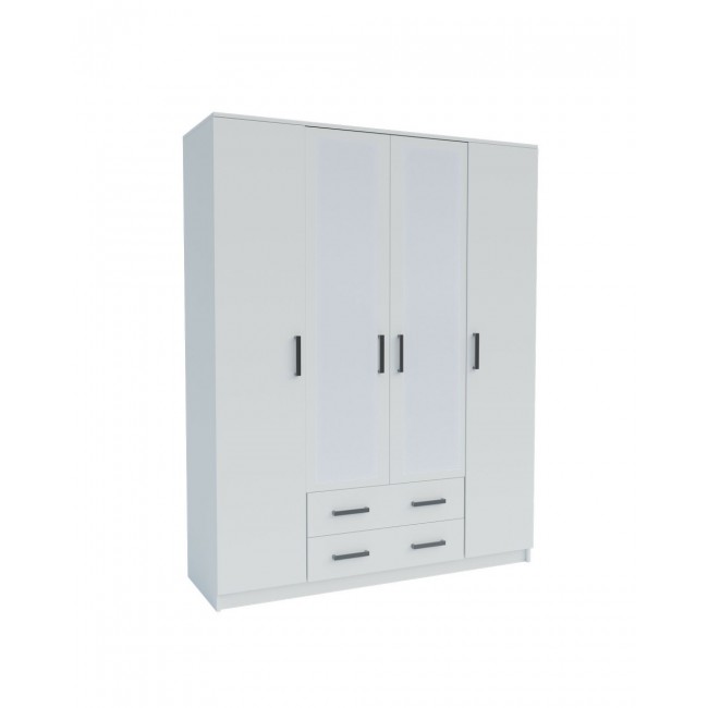 Ντουλάπα "SIMPLE" τετράφυλλη σε χρώμα λευκό 160x52x205