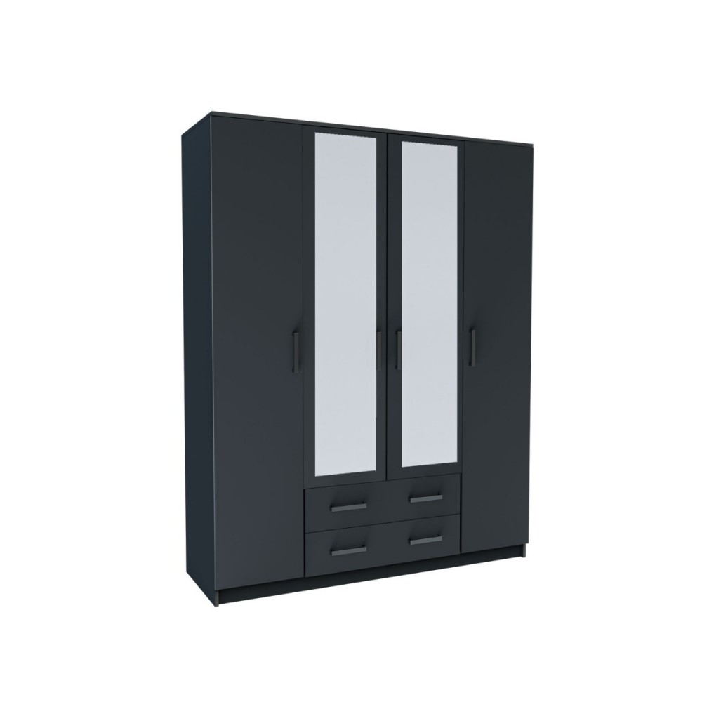 Ντουλάπα "SIMPLE" τετράφυλλη σε χρώμα γραφίτη 160x52x205