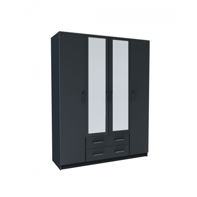 Ντουλάπα "SIMPLE" τετράφυλλη σε χρώμα γραφίτη 160x52x205