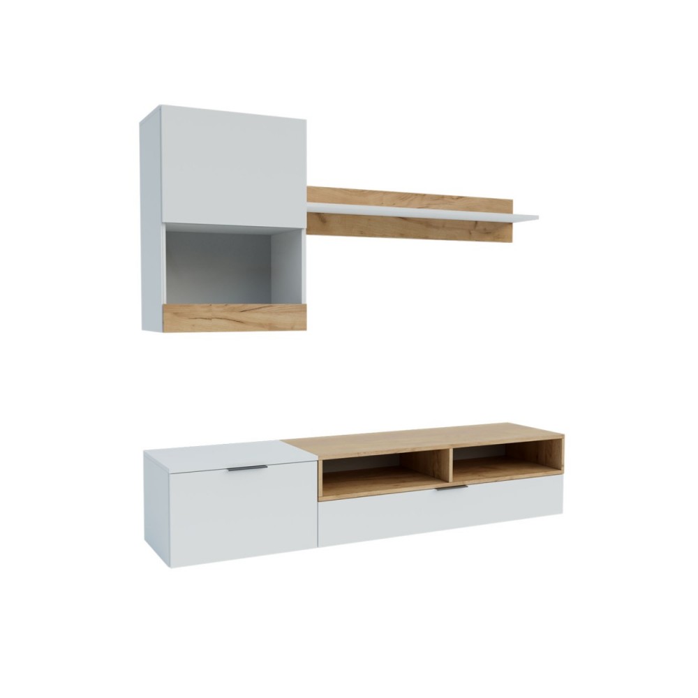 Σύνθεση τηλεόρασης "MOROCCO" σε χρώμα λευκό/χρυσό δρυς. 175x39x113.5