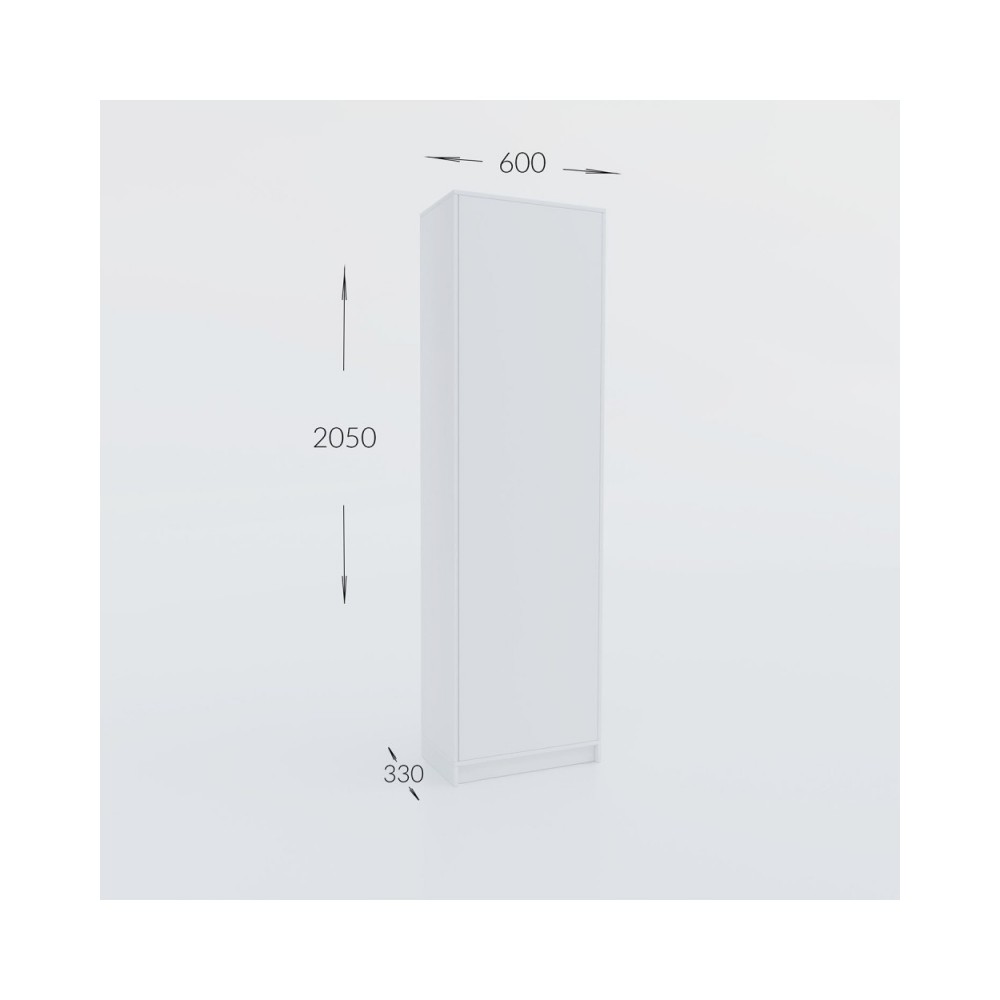 Ντουλάπα μονόφυλλη "SARA" σε λευκό χρώμα 60x33x205