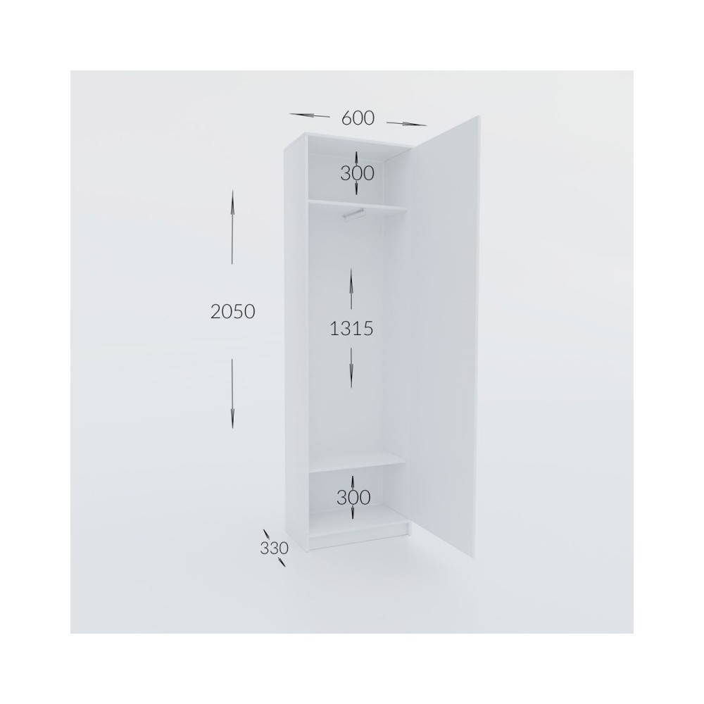 Ντουλάπα μονόφυλλη "SARA" σε γκρι χρώμα 60x33x205