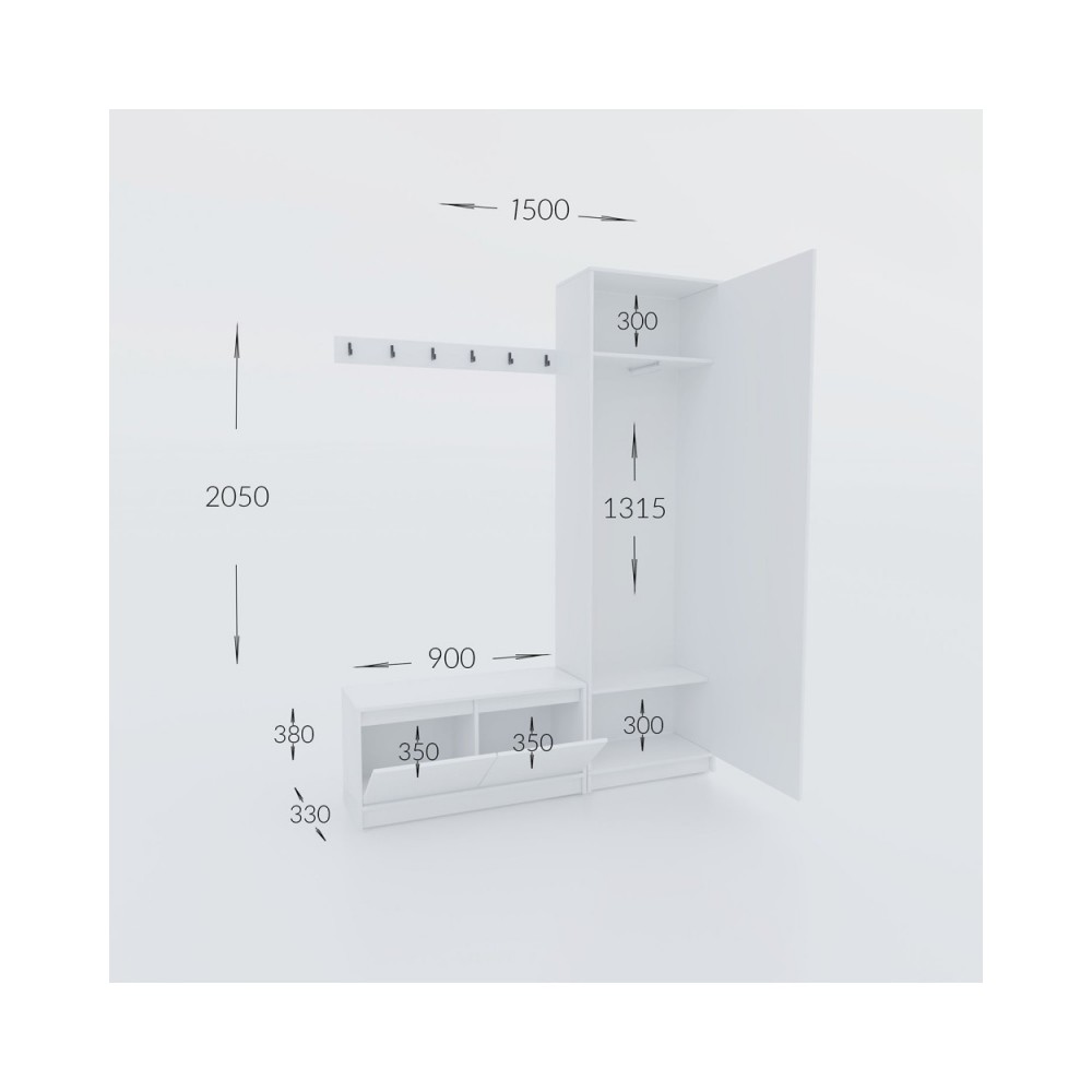 Σετ εισόδου "SARA" σε χρώμα λευκό 150x33x205