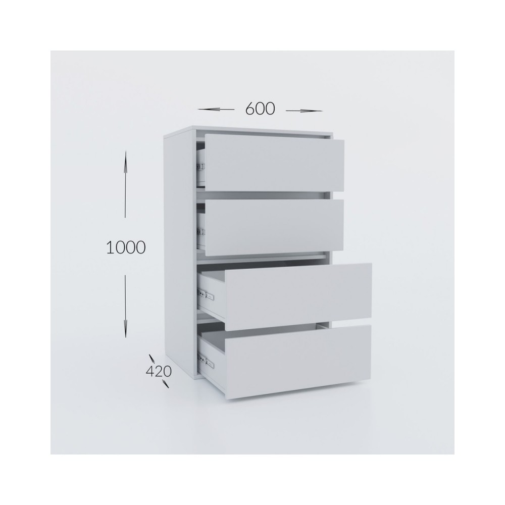 Συρταριερα "IDEA" με τέσσερα συρτάρια σε λευκό χρώμα 60x42x100