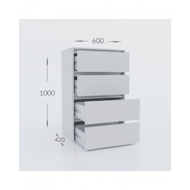 Συρταριερα "IDEA" με τέσσερα συρτάρια σε λευκό χρώμα 60x42x100