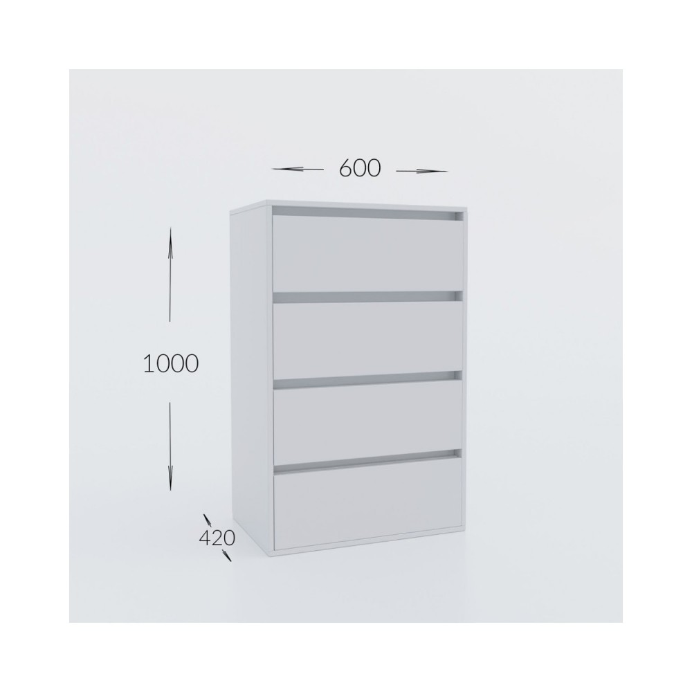 Συρταριερα "IDEA" με τέσσερα συρτάρια σε λευκό χρώμα 60x42x100