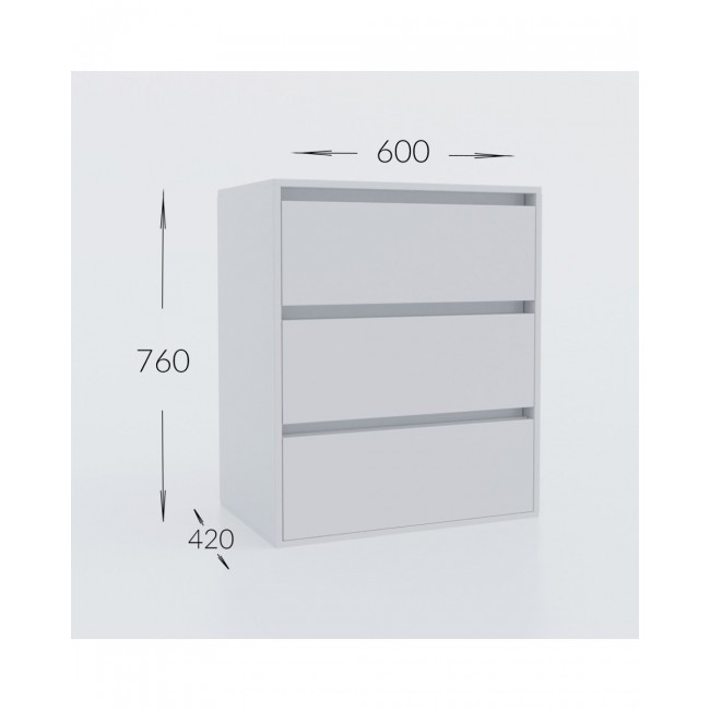 Συρταριερα "IDEA" με τρία συρτάρια σε λευκό χρώμα 60x42x76