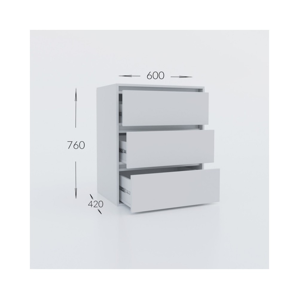Συρταριερα "IDEA" με τρία συρτάρια σε λευκό χρώμα 60x42x76