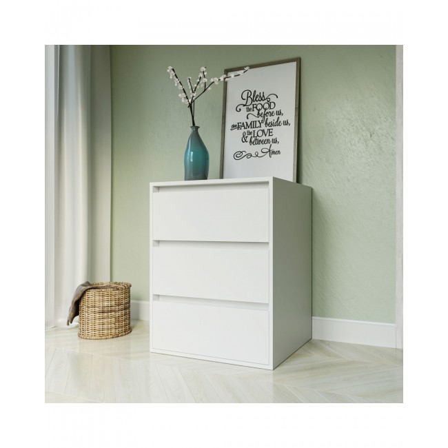 Συρταριερα "IDEA" με τρία συρτάρια σε λευκό χρώμα 60x42x76