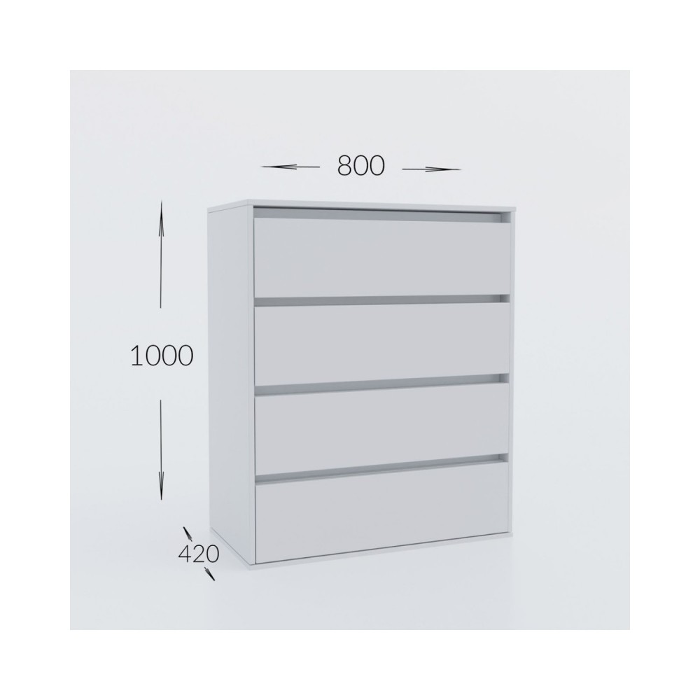 Συρταριερα "IDEA" με τέσσερα συρτάρια σε λευκό χρώμα 80x42x100