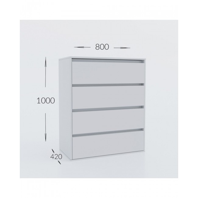 Συρταριερα "IDEA" με τέσσερα συρτάρια σε λευκό χρώμα 80x42x100