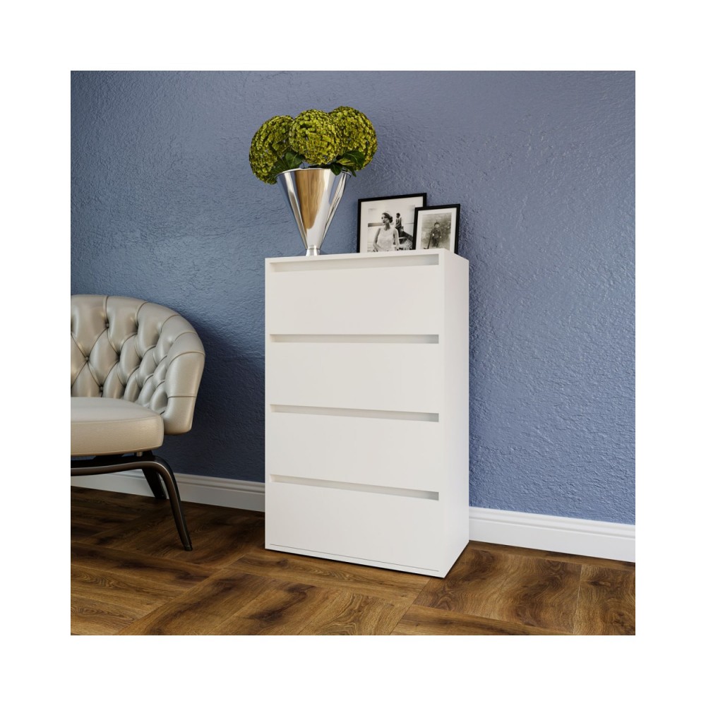 Συρταριερα "IDEA" με τέσσερα συρτάρια σε λευκό χρώμα 80x42x100