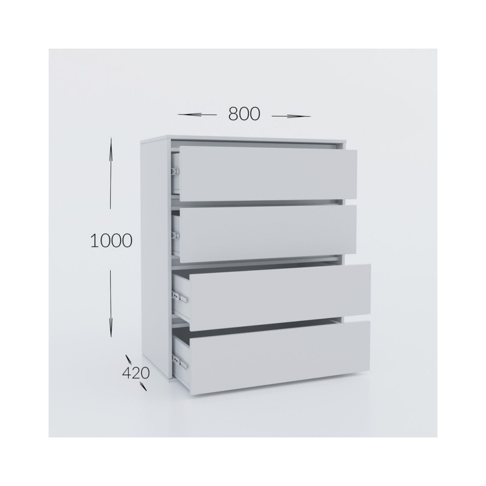 Συρταριερα "IDEA" με τέσσερα συρτάρια σε λευκό χρώμα 80x42x100