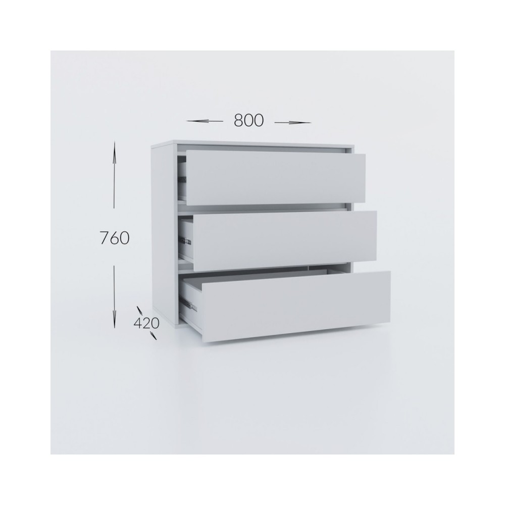 Συρταριερα "IDEA" με τρία συρτάρια σε λευκό χρώμα 80x42x76
