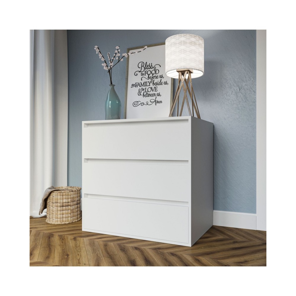 Συρταριερα "IDEA" με τρία συρτάρια σε λευκό χρώμα 80x42x76