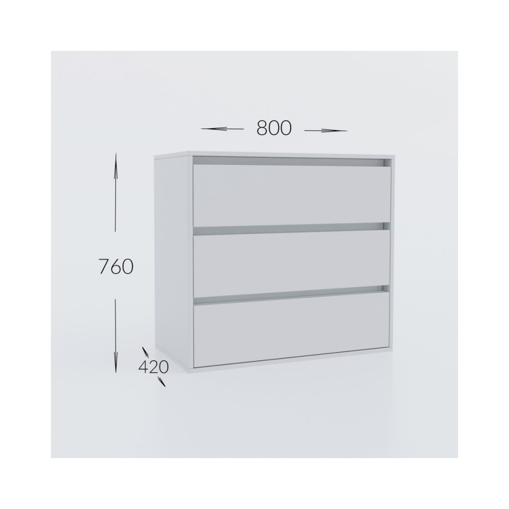 Συρταριερα "IDEA" με τρία συρτάρια σε λευκό χρώμα 80x42x76