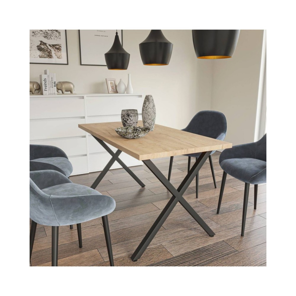 Τραπέζι "HOUSTON" σε χρώμα χρυσό δρυς/μαύρο 160x80x72