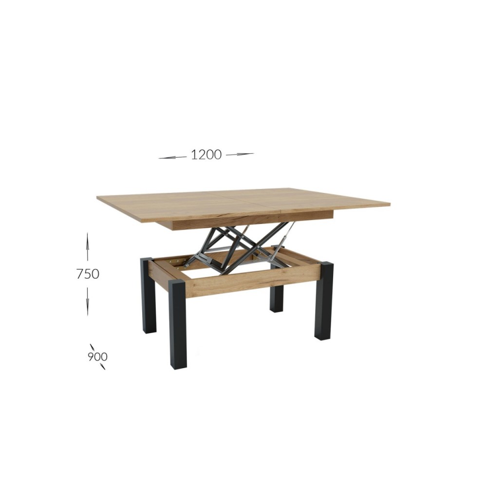 Τραπέζι σαλονιού "TRANSFORMER" επεκτείνομενο σε χρώμα χρυσό δρυς 90x60x50