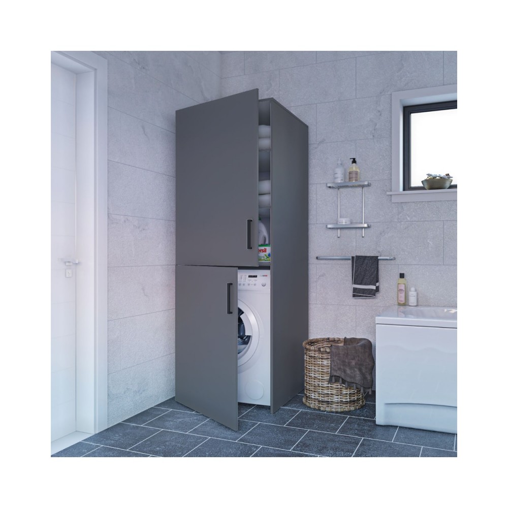 Ντουλάπι μπάνιου για πλυντήριο "Laundry" σε χρώμα γραφίτη 70x68x190