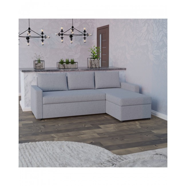 Καναπές κρεβάτι γωνιακός αναστρέψιμος ''CONCEPT'' από ύφασμα σε χρώμα γκρι 218x153x80