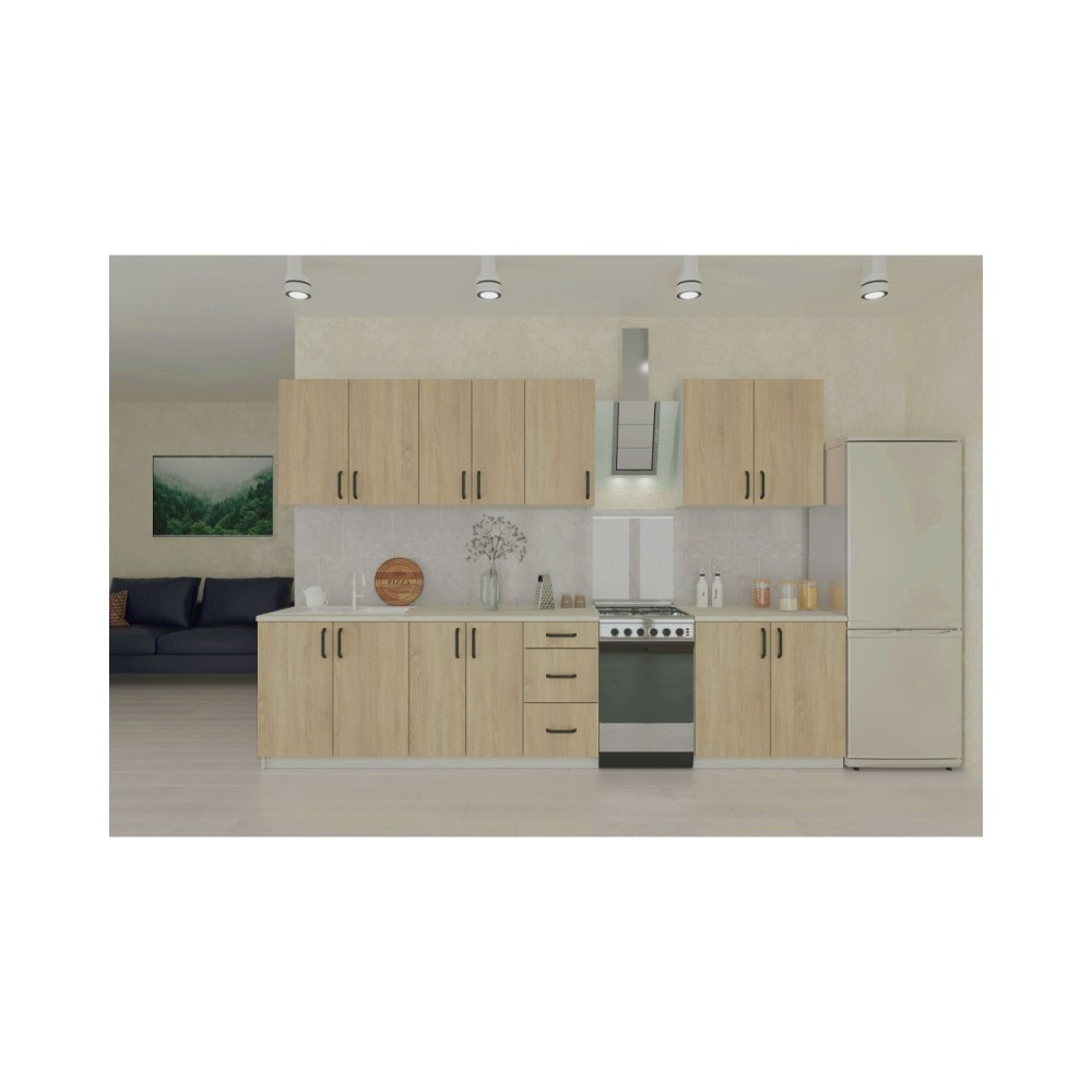 Σύνθεση κουζίνας 8τμχ "LIANA" σε σονόμα χρώμα 260x48x82