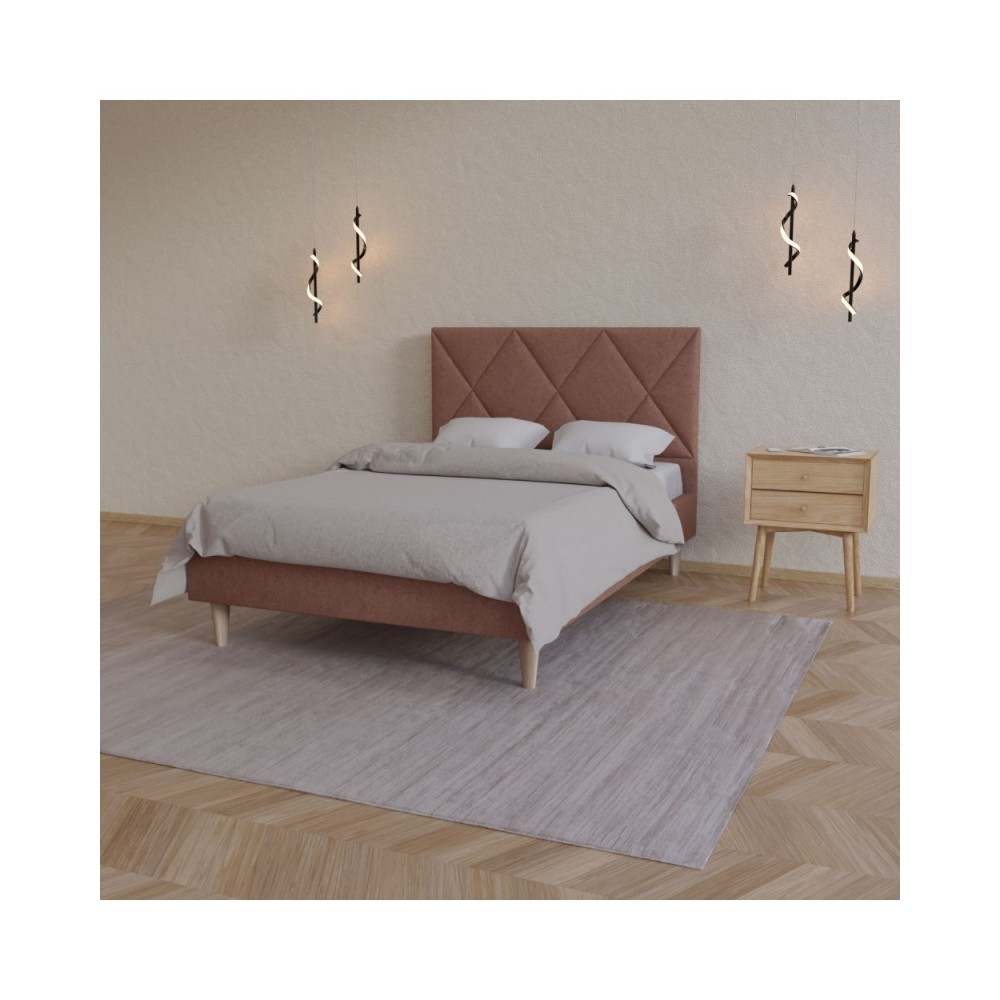 Κρεβάτι "FORTUNA" από ύφασμα σε χρώμα τερακότα 146x209x107