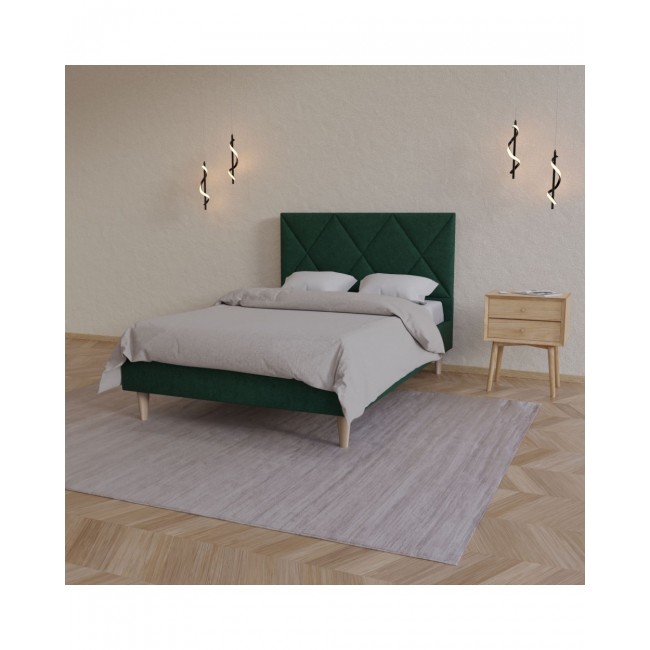 Κρεβάτι "FORTUNA" από ύφασμα σε κυπαρισσί χρώμα 146x209x107