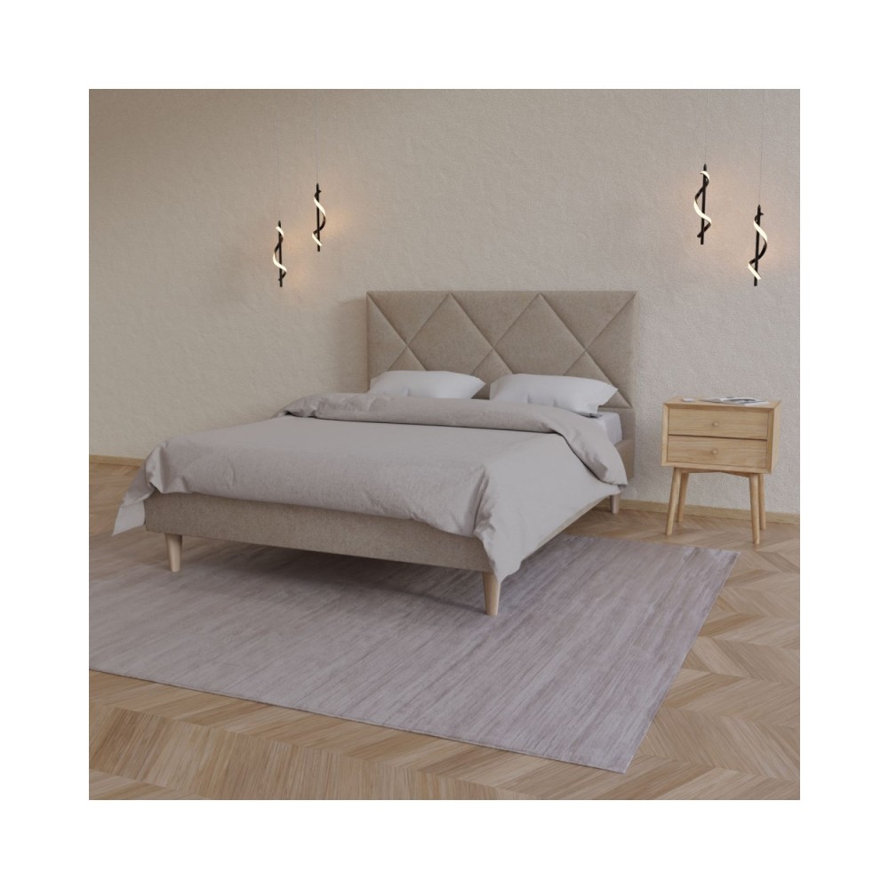 Κρεβάτι "FORTUNA" από ύφασμα σε μπεζ χρώμα 166x209x107