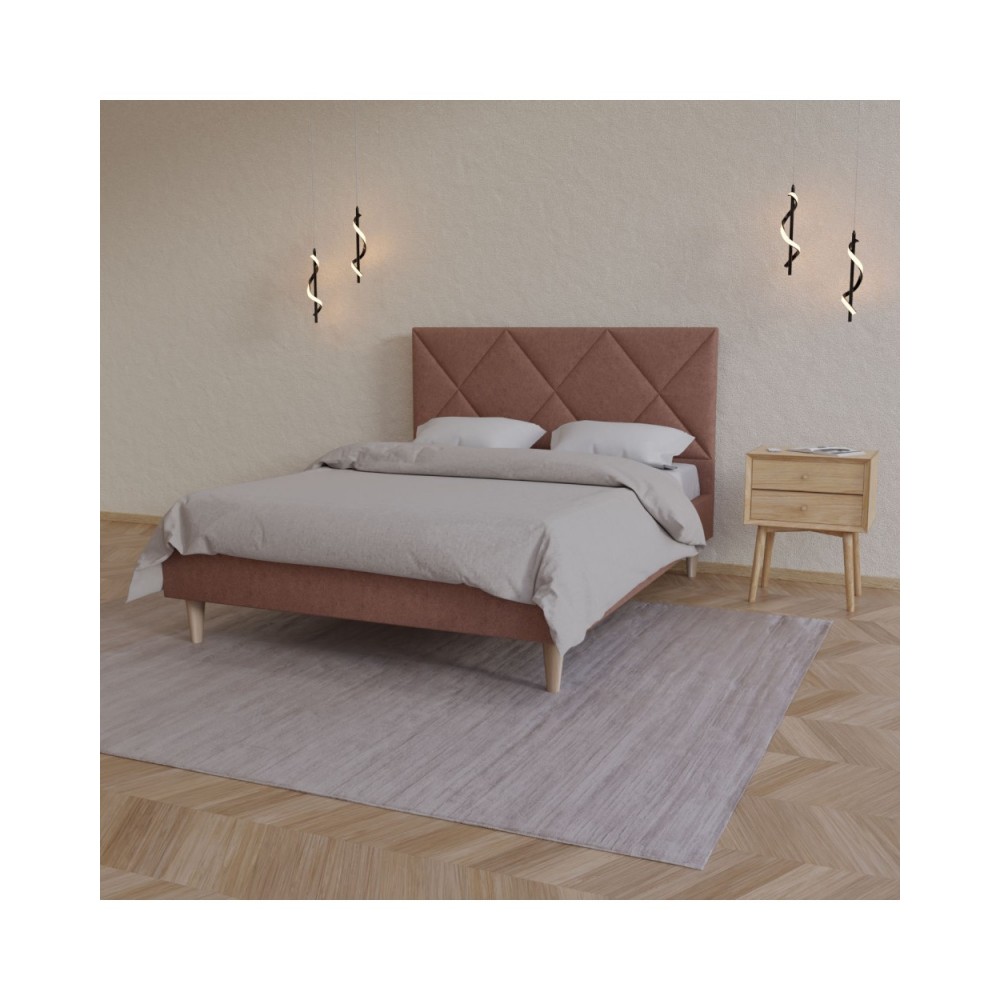 Κρεβάτι "FORTUNA" από ύφασμα σε χρώμα τερακότα 166x209x107