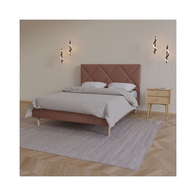 Κρεβάτι "FORTUNA" από ύφασμα σε χρώμα τερακότα 166x209x107