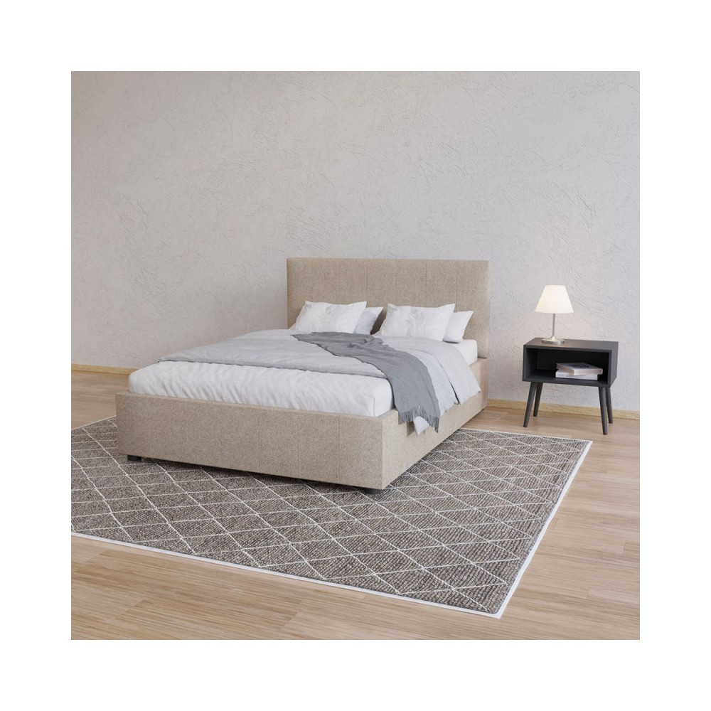 Κρεβάτι "BILLY" από ύφασμα σε μπεζ χρώμα 153x217x102