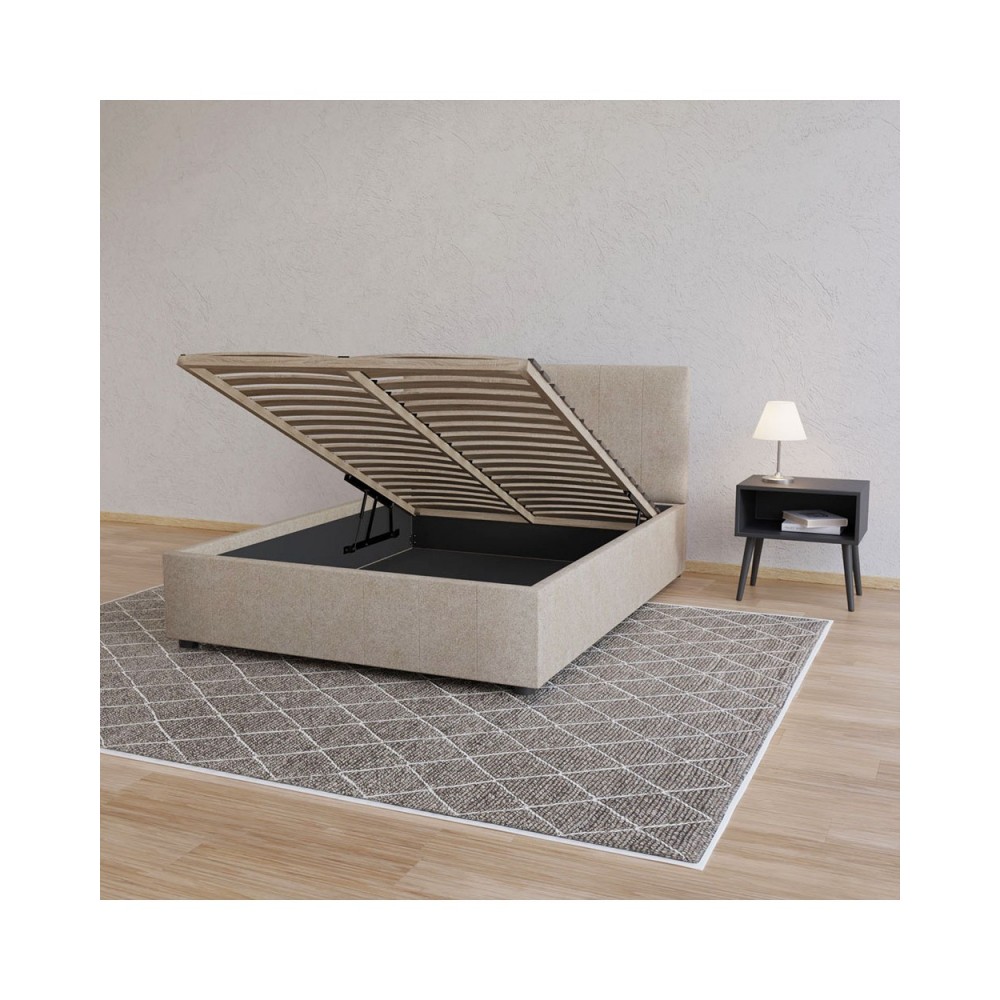 Κρεβάτι "BILLY" από ύφασμα σε μπεζ χρώμα 153x217x102