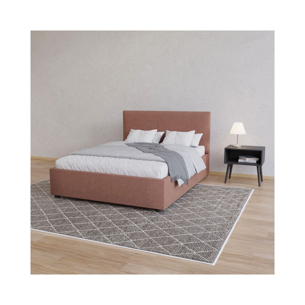 Κρεβάτι "BILLY" από ύφασμα σε χρώμα τερακότα 153x217x102