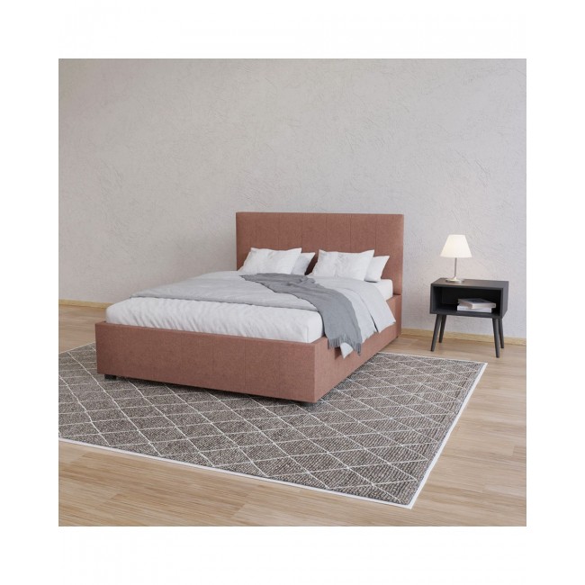 Κρεβάτι "BILLY" από ύφασμα σε χρώμα τερακότα 153x217x102