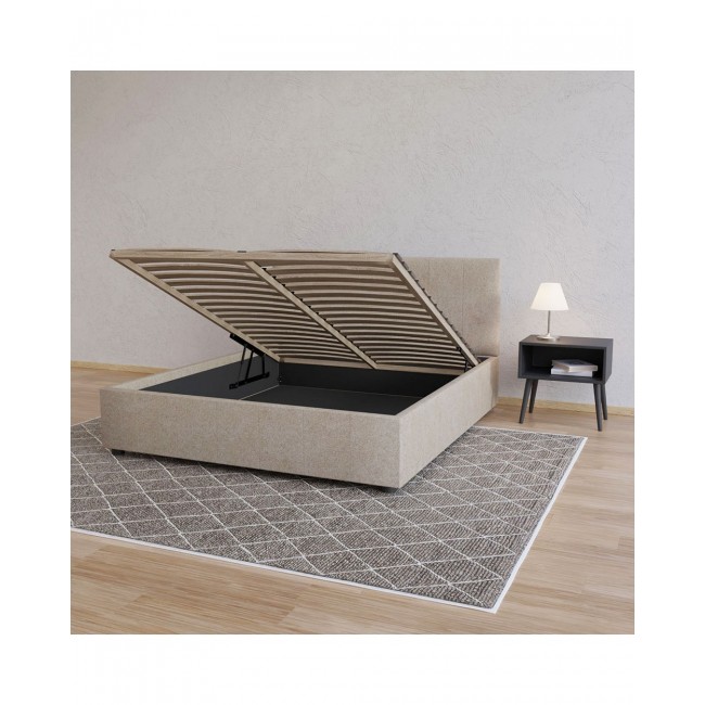 Κρεβάτι "BILLY" από ύφασμα σε μπεζ χρώμα 173x217x102