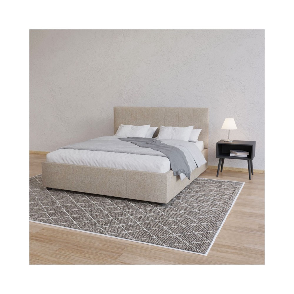 Κρεβάτι "BILLY" από ύφασμα σε μπεζ χρώμα 173x217x102