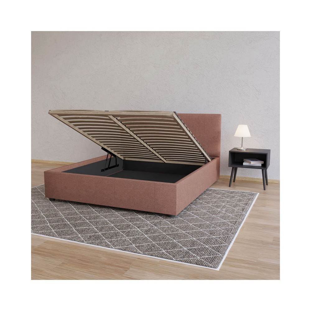 Κρεβάτι "BILLY" από ύφασμα σε χρώμα τερακότα 173x217x102