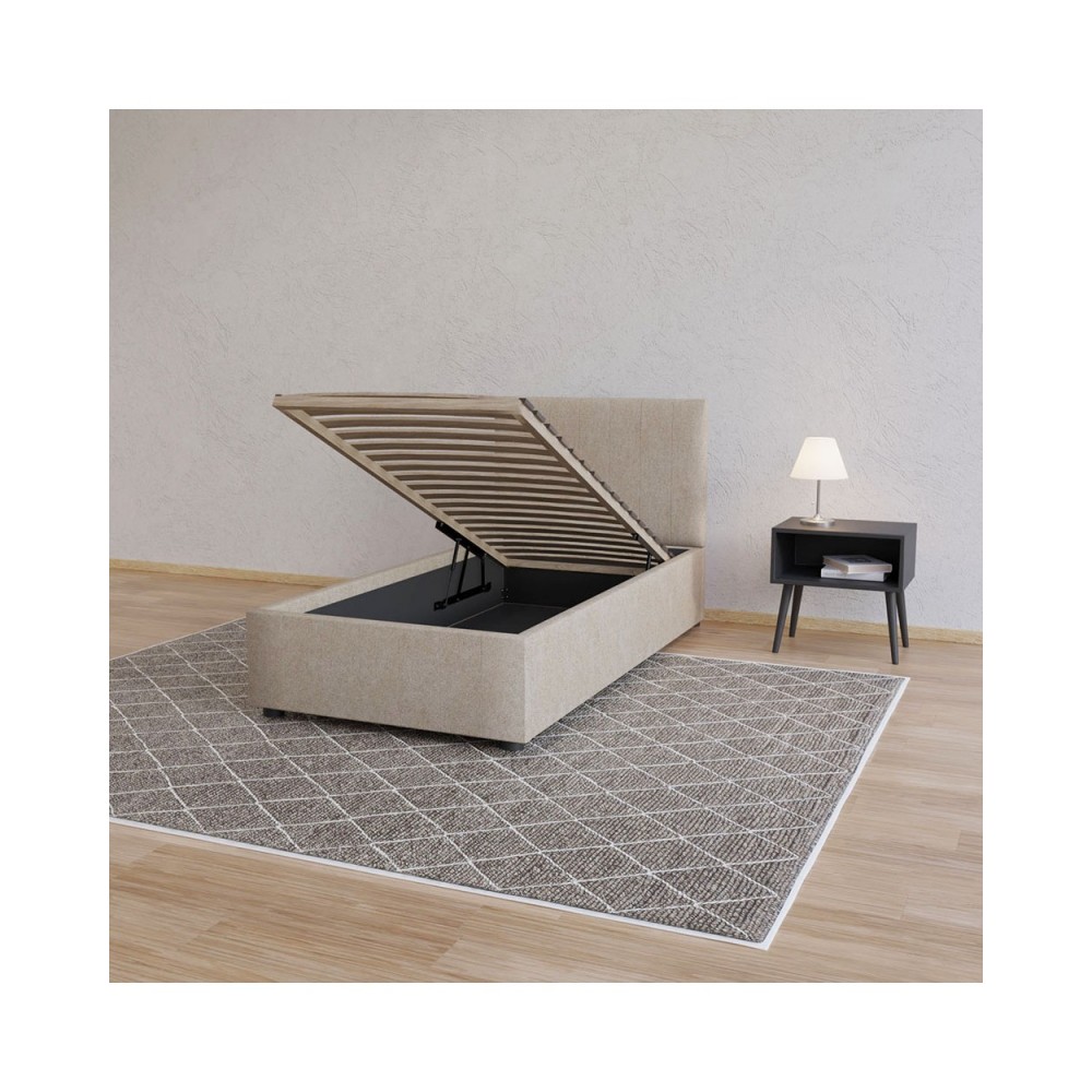 Κρεβάτι "BILLY" από ύφασμα σε μπεζ χρώμα 103x217x102