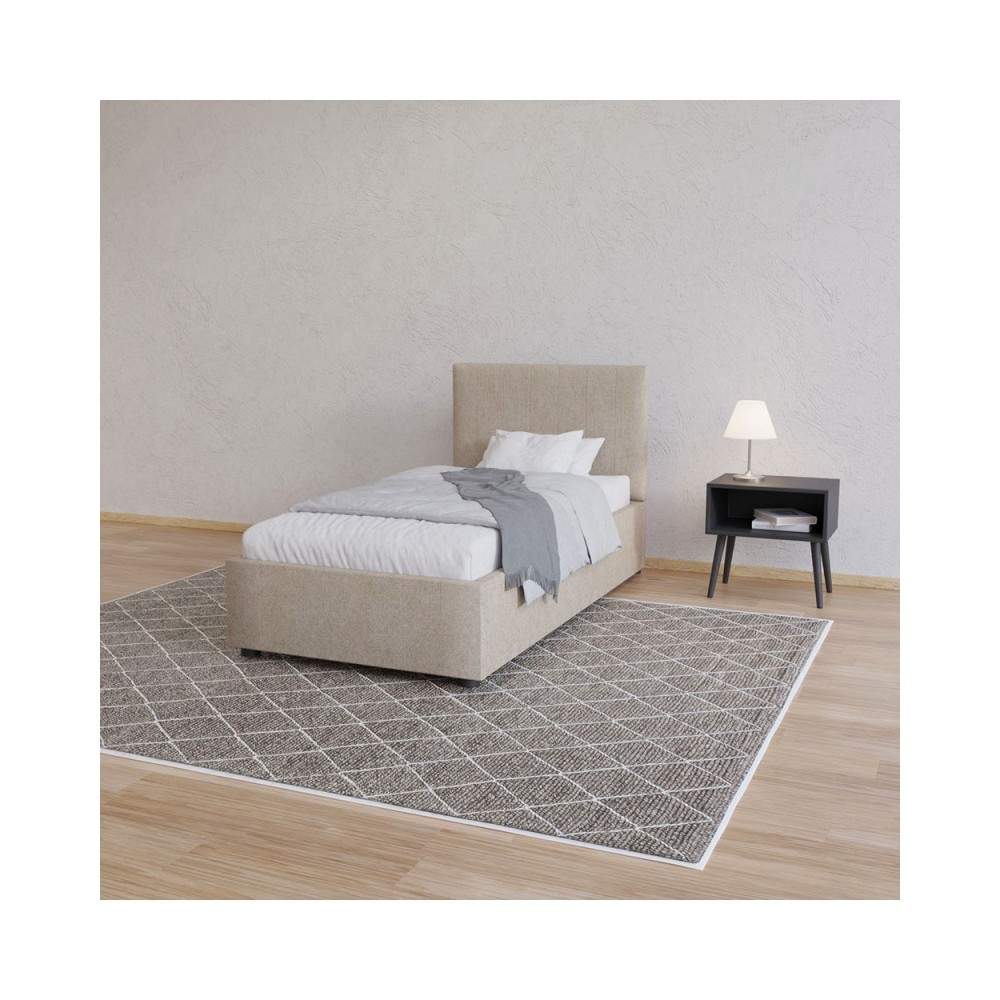 Κρεβάτι "BILLY" από ύφασμα σε μπεζ χρώμα 103x217x102