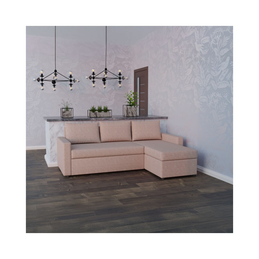 Γωνιακός καναπές-κρεβάτι "CONCEPT" με αναστρέψιμη γωνία σε χρώμα σάπιο μήλο 218x153x80