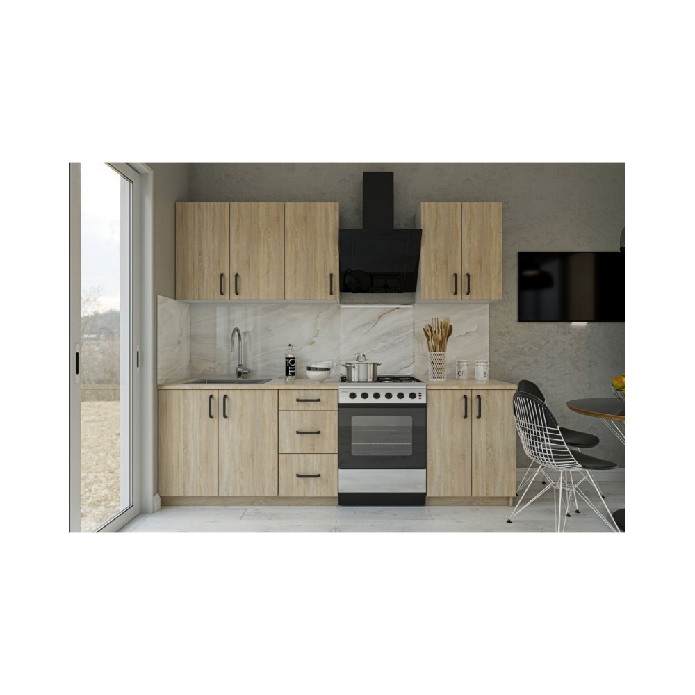 Κουζίνα "MELISA" σε χρώμα σονόμα 180x48x82