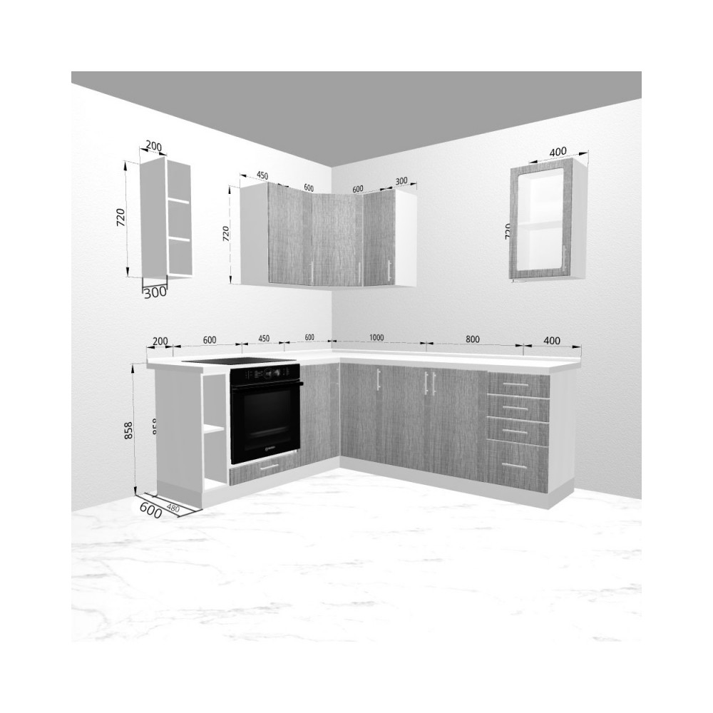 Κουζίνα "MODEST" σε χρώμα γκρι/σονόμα