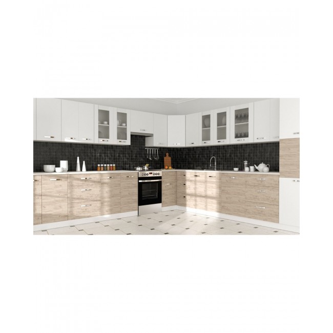 Πάνω ντουλάπι κουζίνας "CHARLOTΤE" με τζάμι σε χρώμα λευκό 50x30.5x71.8