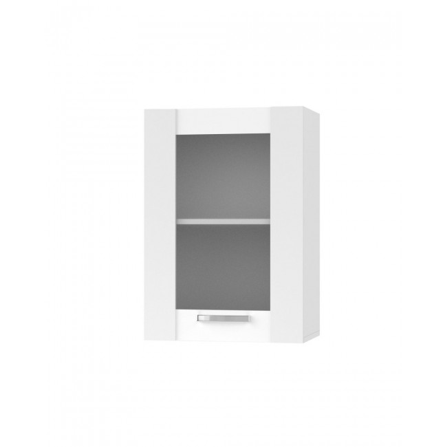 Πάνω ντουλάπι κουζίνας "CHARLOTΤE" με τζάμι σε χρώμα λευκό 50x30.5x71.8