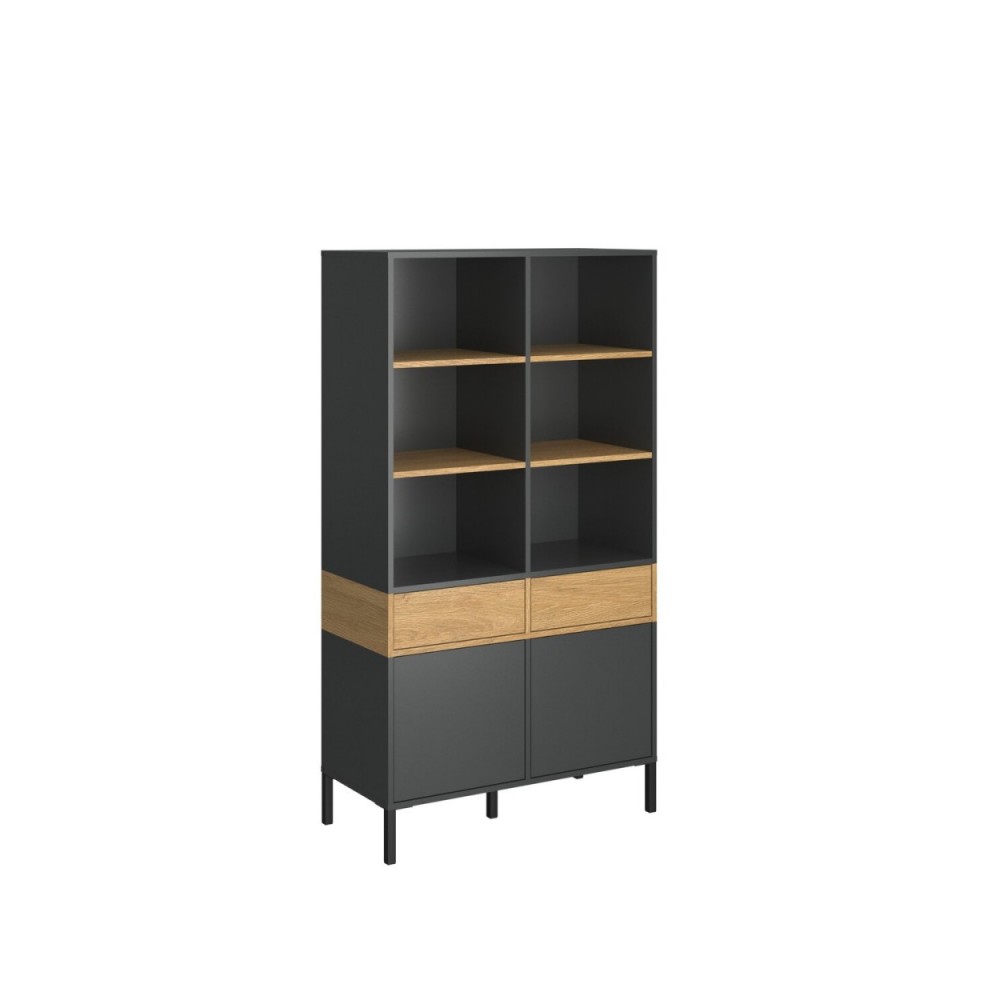 Ραφιέρα "BERIL" σε χρώμα ανθρακί/χρυσό δρυς 90x42x170