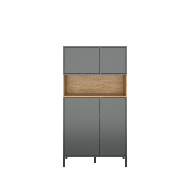 Ραφιέρα "BERIL" σε χρώμα ανθρακί/χρυσό δρυς 90x42x170