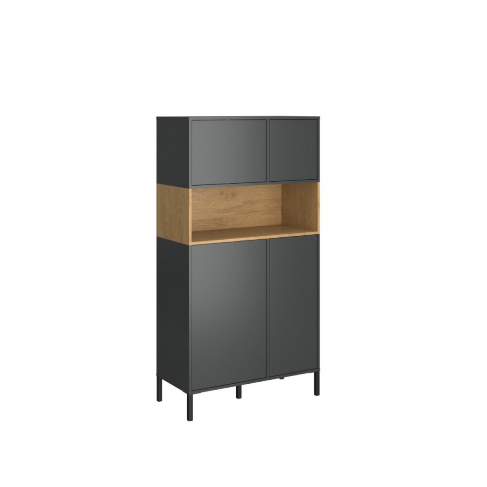 Ραφιέρα "BERIL" σε χρώμα ανθρακί/χρυσό δρυς 90x42x170